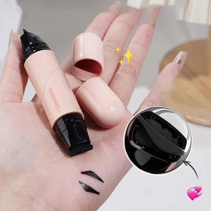 Rotate Eyeliner Stamp Integrated Black Brown Dual-Tip DIY Eyeliner Wing Stencil Waterproof Smudge-Proof Longwear Liquid Pen